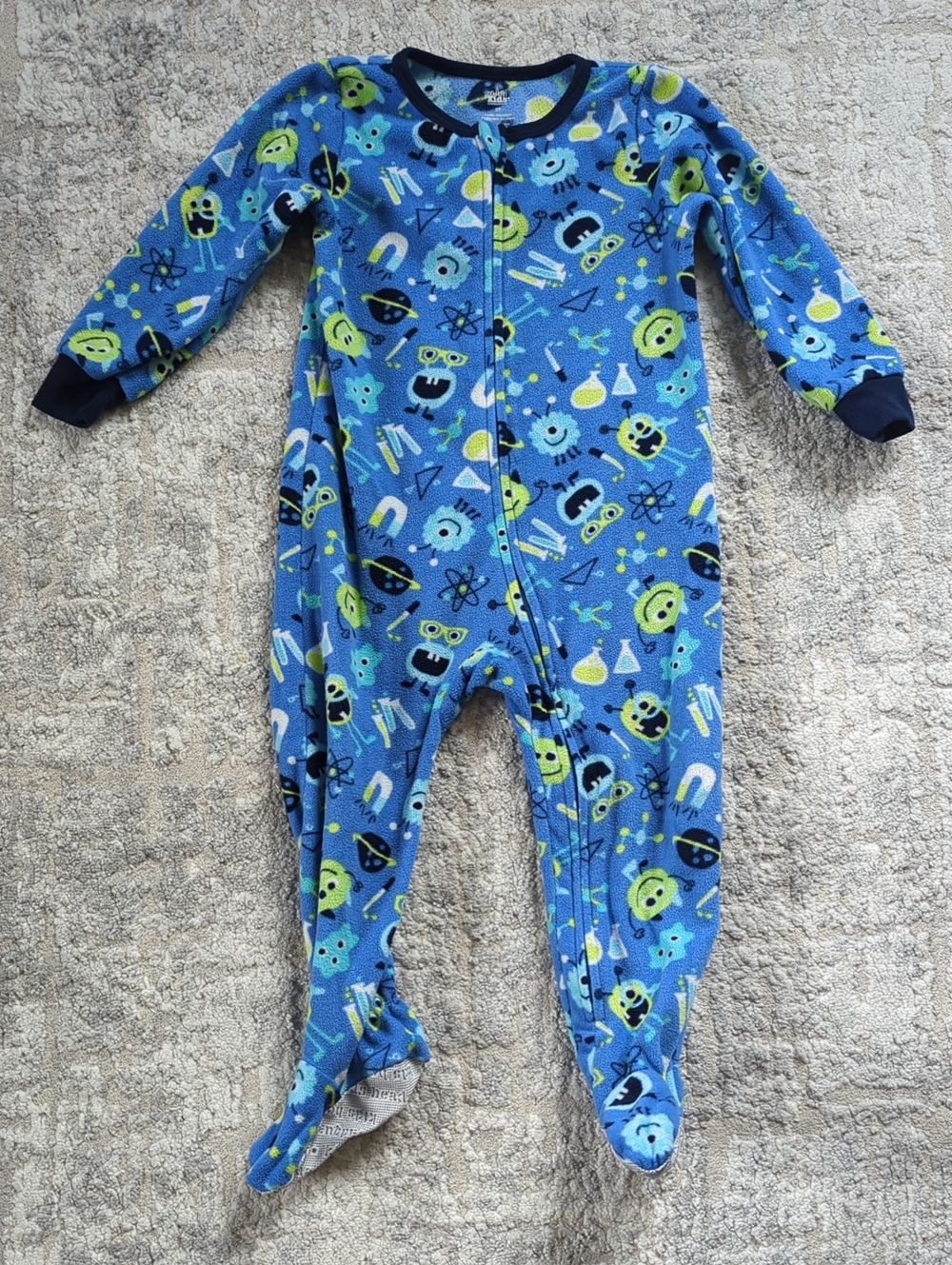 Kids Headquarters Blue Fleece Science-Print Footed One-Piece Size 2T